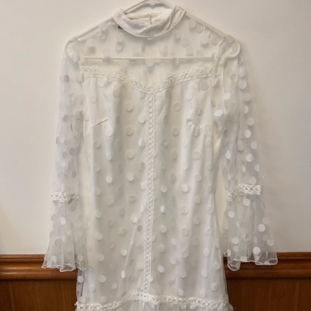 ASOS white sheer polka dot dress